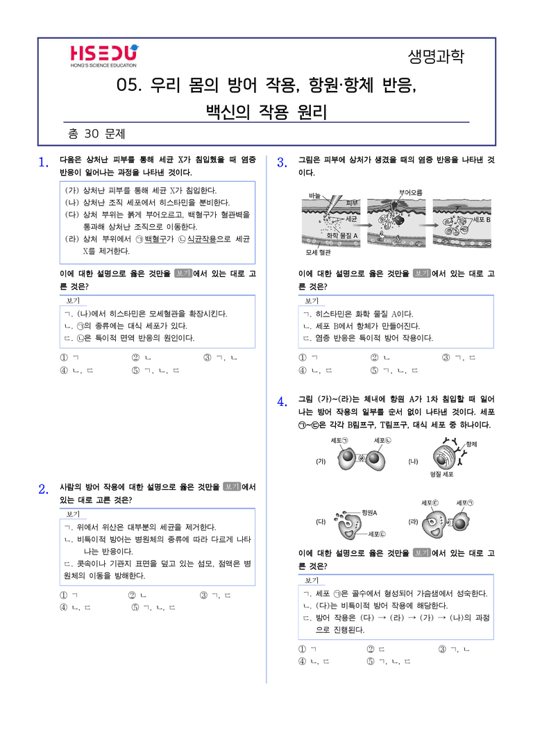 2-5 우리 몸의 방어작용과 백신의 작용 원리 | STEP2 최다빈출대표유형_preview_1