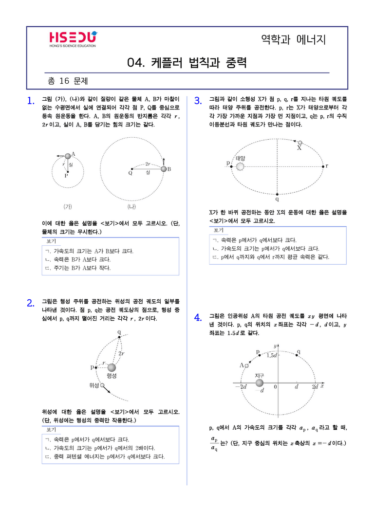 1-5 케플러 법칙과 중력 | STEP2 최다빈출대표유형_preview_1