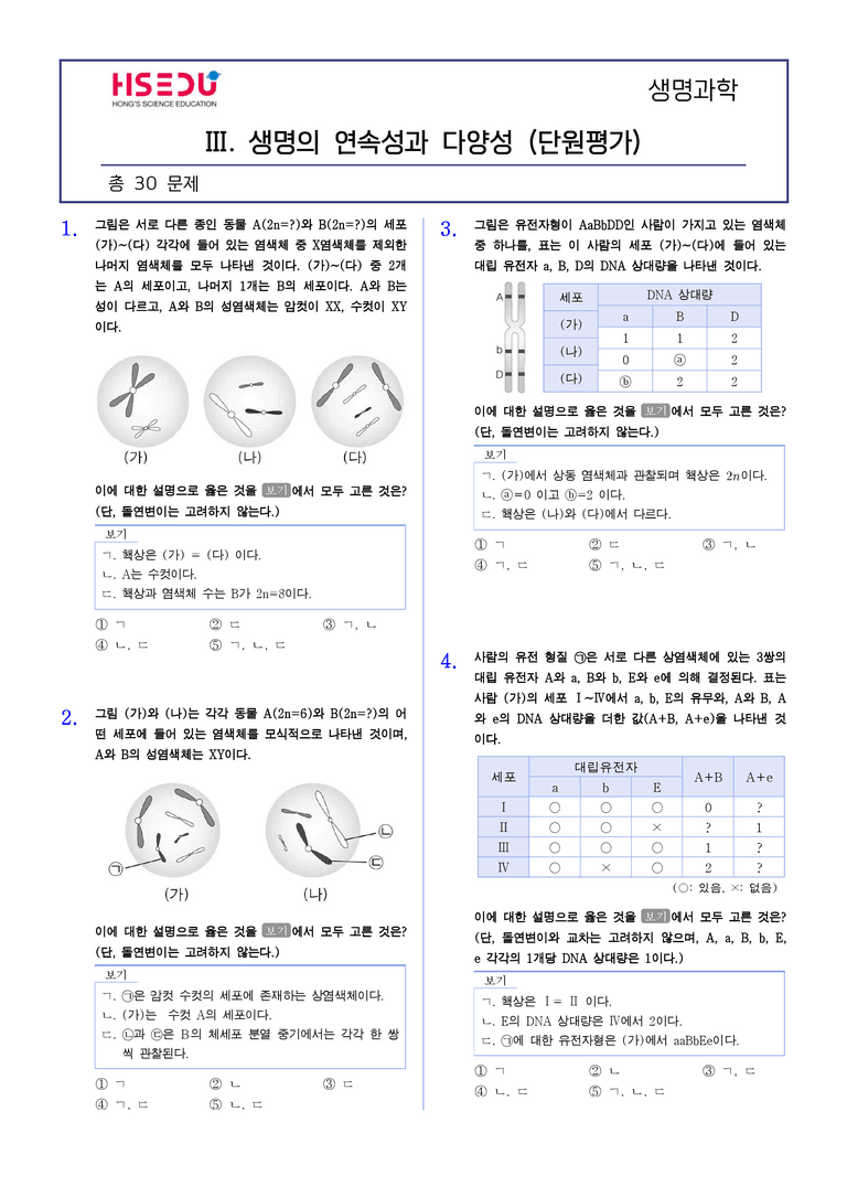 3 생명의 연속성과 다양성 | STEP5 대단원실전모의고사_preview_1