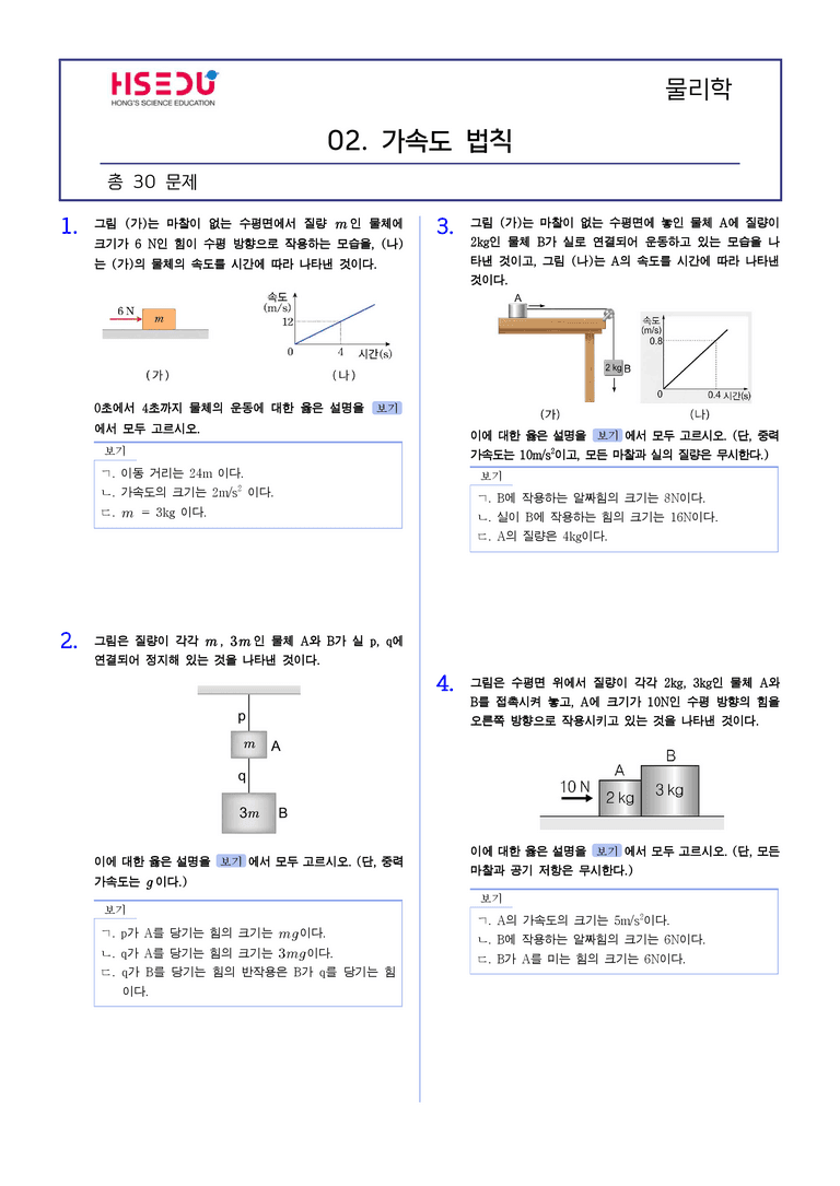 1-2 가속도의 법칙 | STEP2 최다빈출대표유형_preview_1