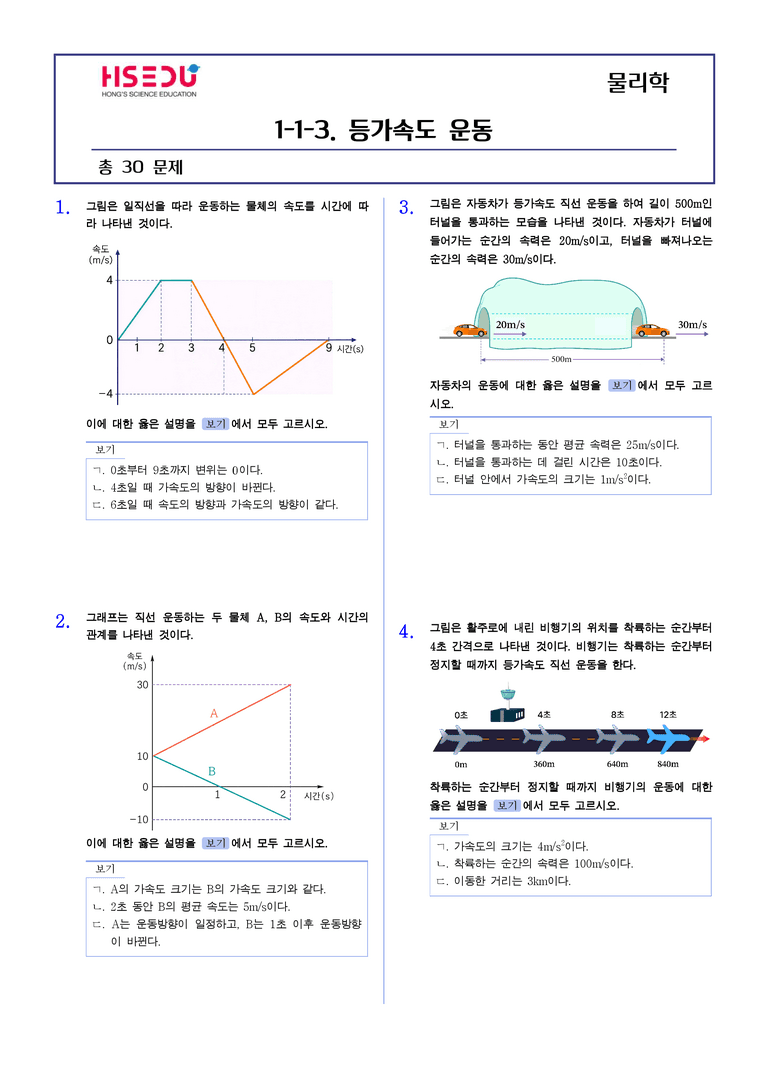 1-3 등가속도 운동 | STEP2 최다빈출대표유형_preview_1
