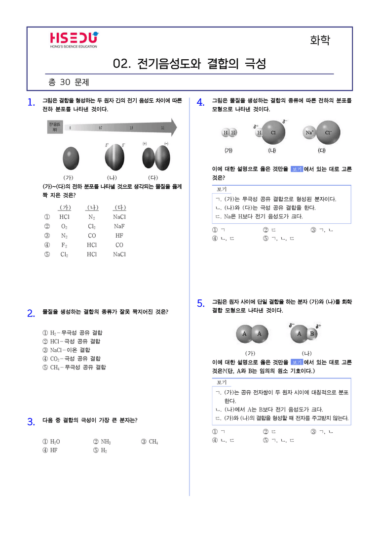 2-2 전기음성도와 결합의 극성 | STEP2 최다빈출대표유형_preview_1