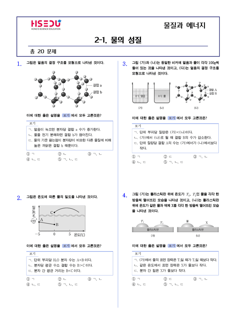 2-1 물의 성질 | STEP2 최다빈출대표유형_preview_1