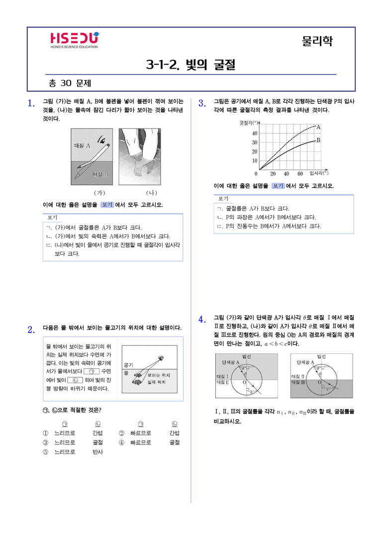 3-2 빛의 굴절 | STEP2 최다빈출대표유형_preview_1