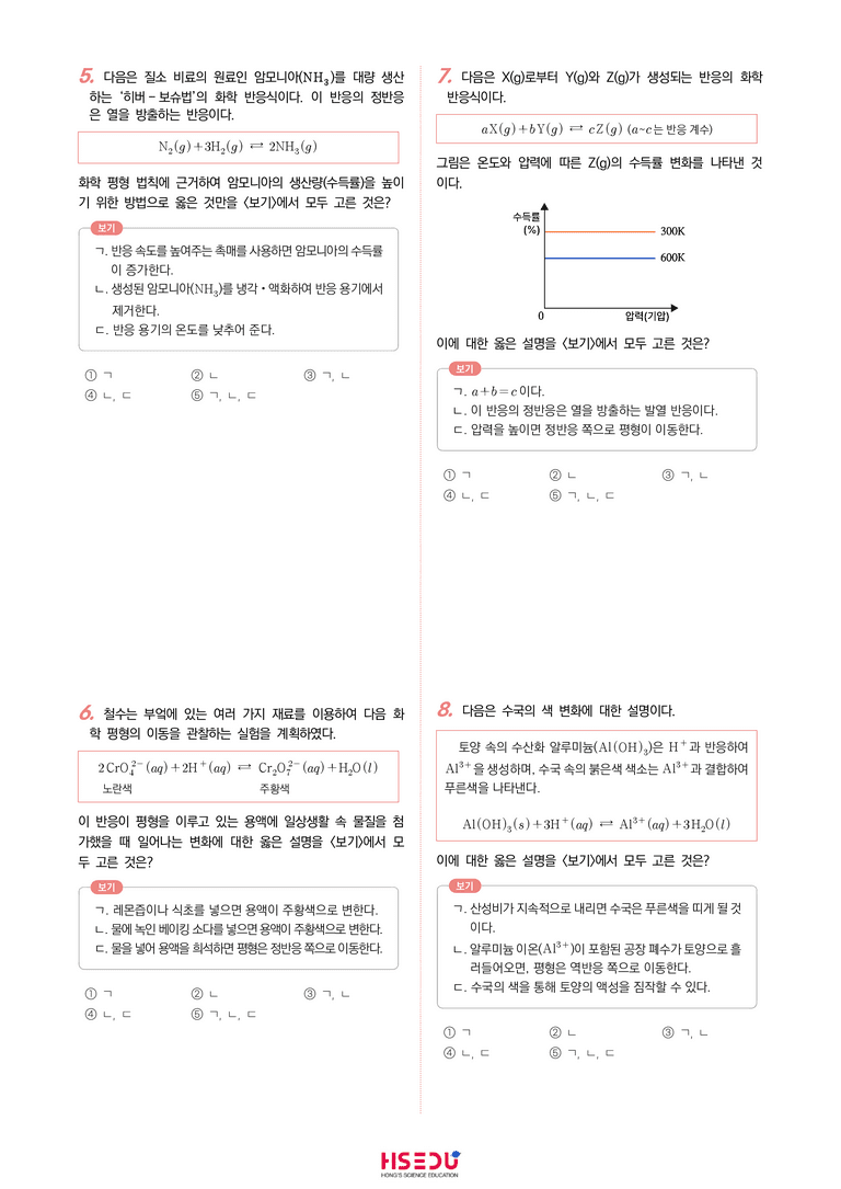 3-6 일상 생활 속의 화학 평형 이동 | STEP2 최다빈출대표유형_preview_2