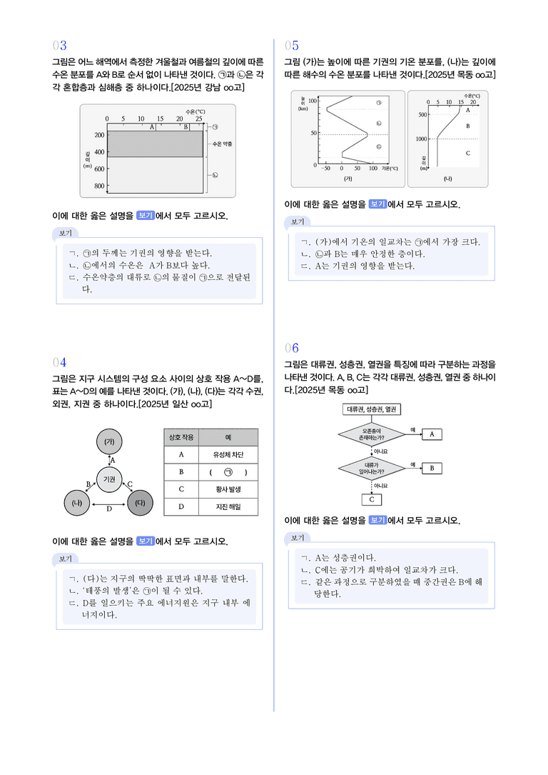 [기적패스] 통합과학1 3-1 지구시스템의 구성 요소[25년 주요지역 학교 기출변형]_preview_2