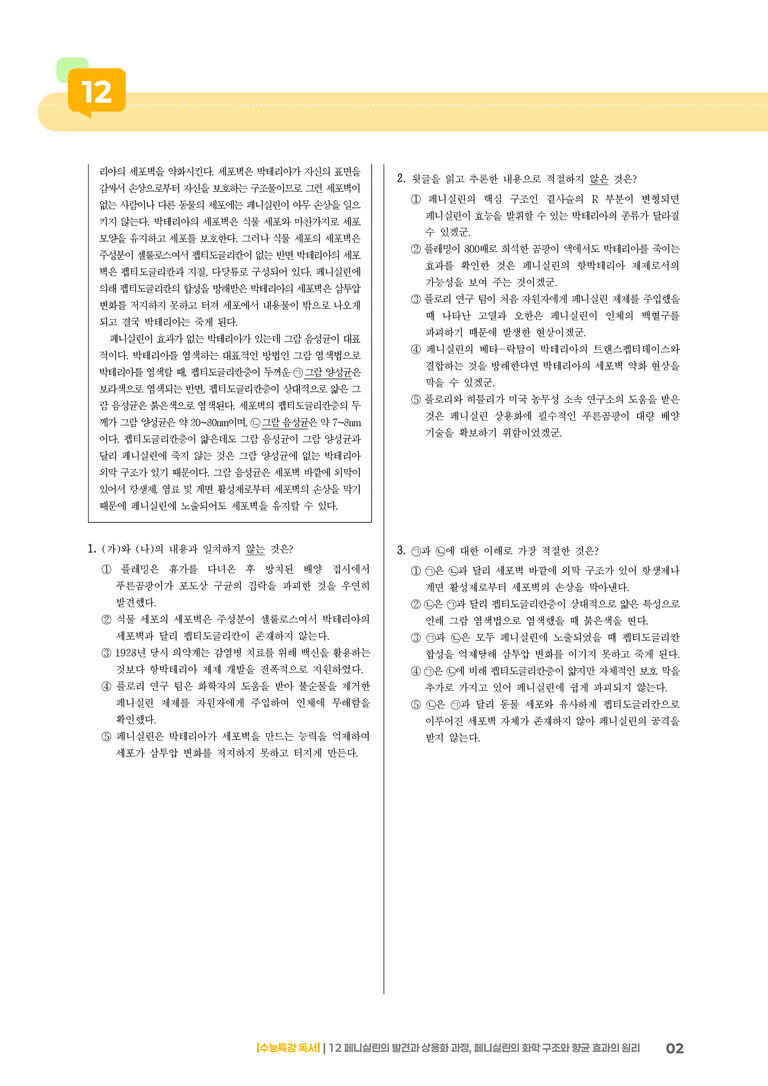12 페니실린의 발견과 상용화 과정, 페니실린의 화학 구조와 향균 효과의 원리_고난도 심화문제01_preview_2