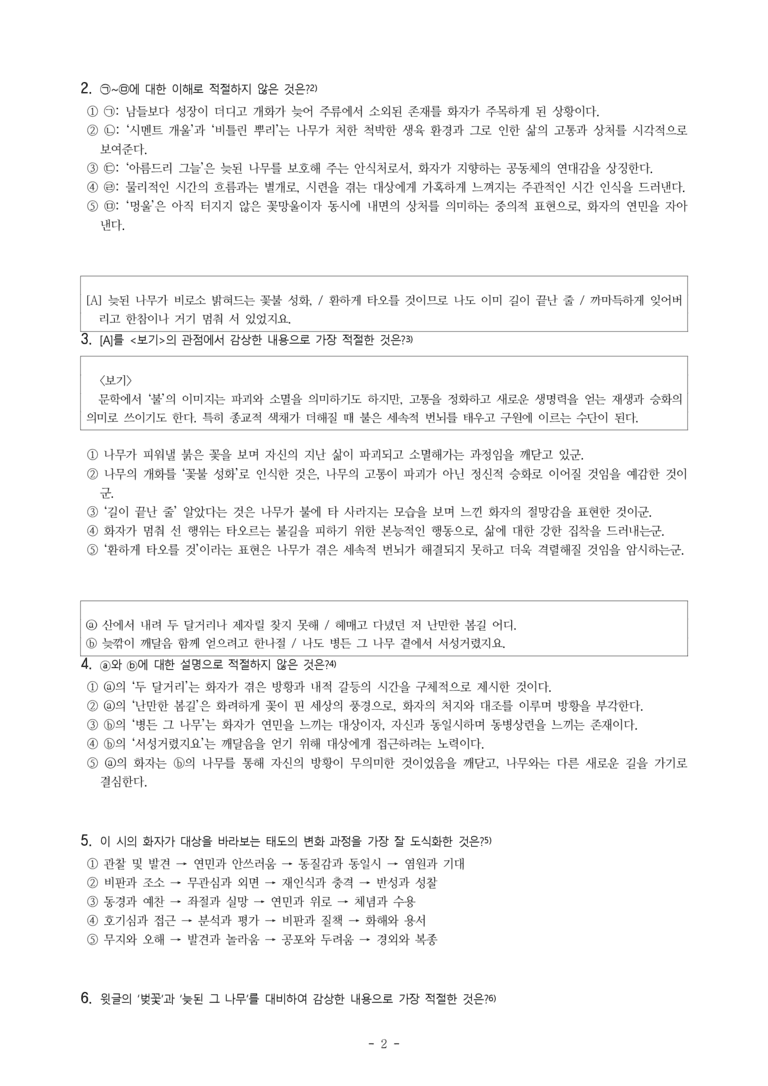 (27-수특) 2부 [현대시] 그 나무(김명인) -객관식 (27문제)_preview_2