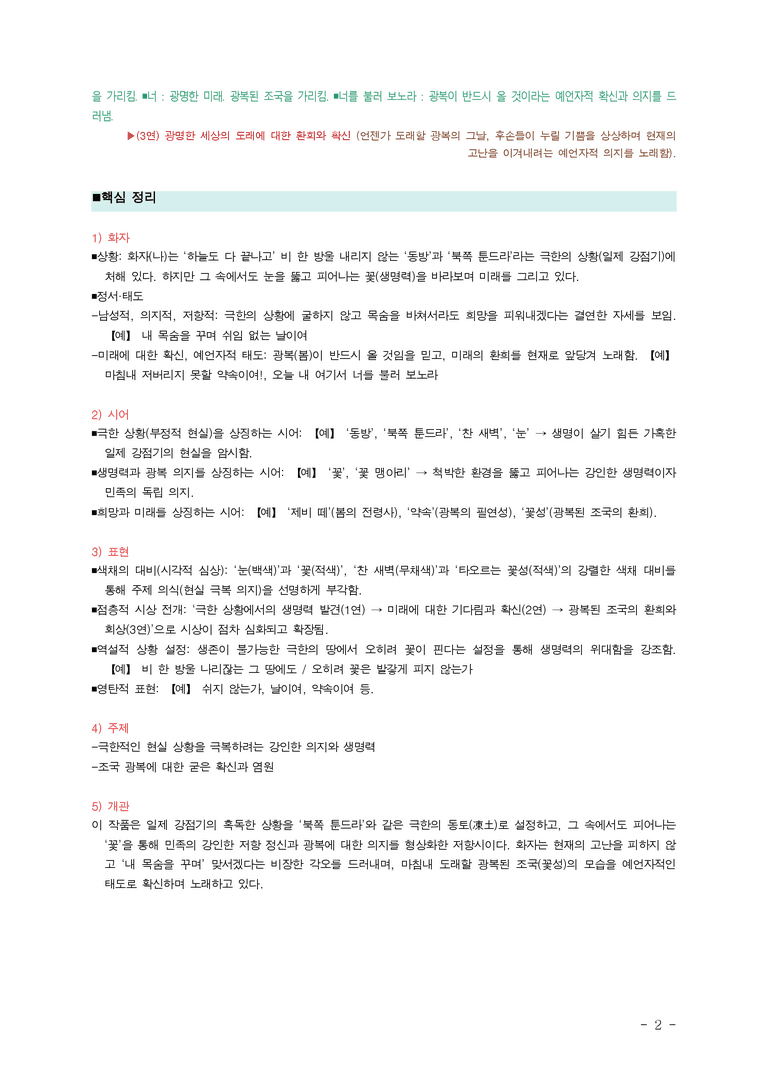 (문학-미) 1-2 꽃(이육사), 낙화(조지훈) ￭(해설•정리)-(4쪽)_preview_2