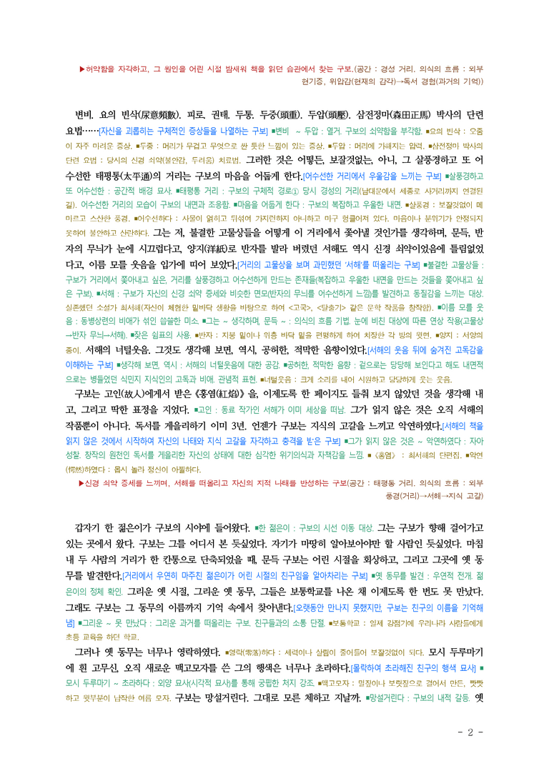 (문학-미) 2-1 소설가 구보 씨의 일일(박태원), 조신의 꿈(작자 미상) ■(해설•정리)-(9쪽)_preview_2