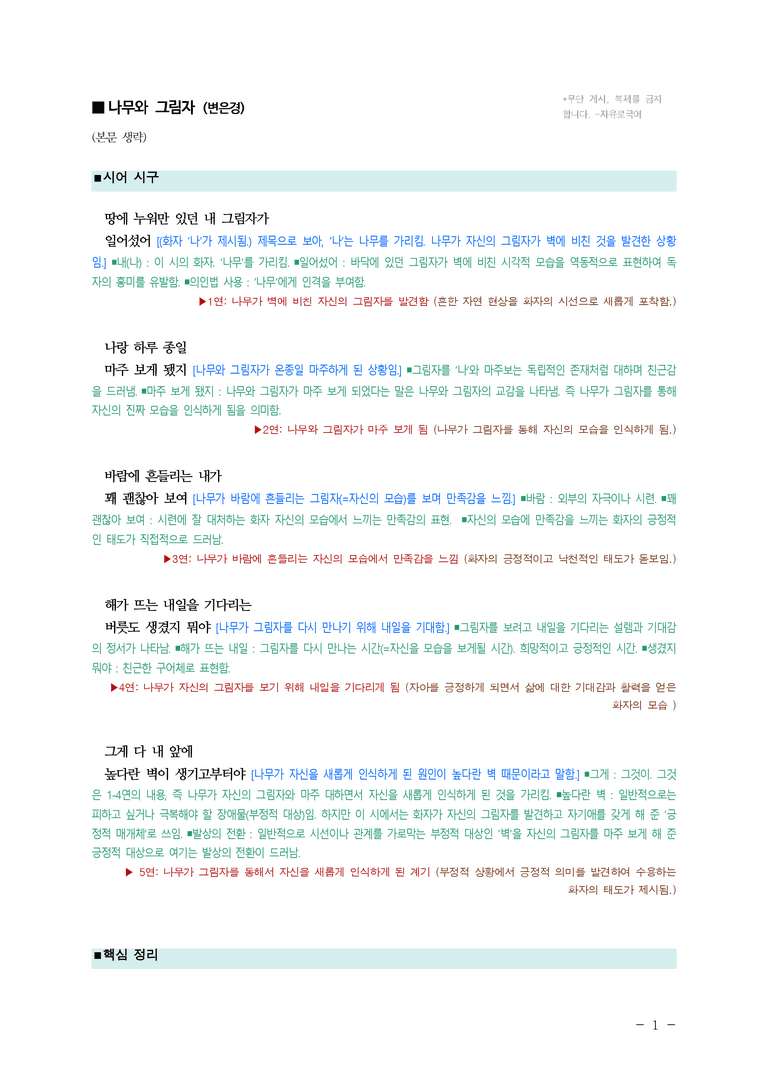 중2-1 (미-민) 1-1 나무와 그림자 (변은경) ■(해설•정리)-(2쪽)_preview_1