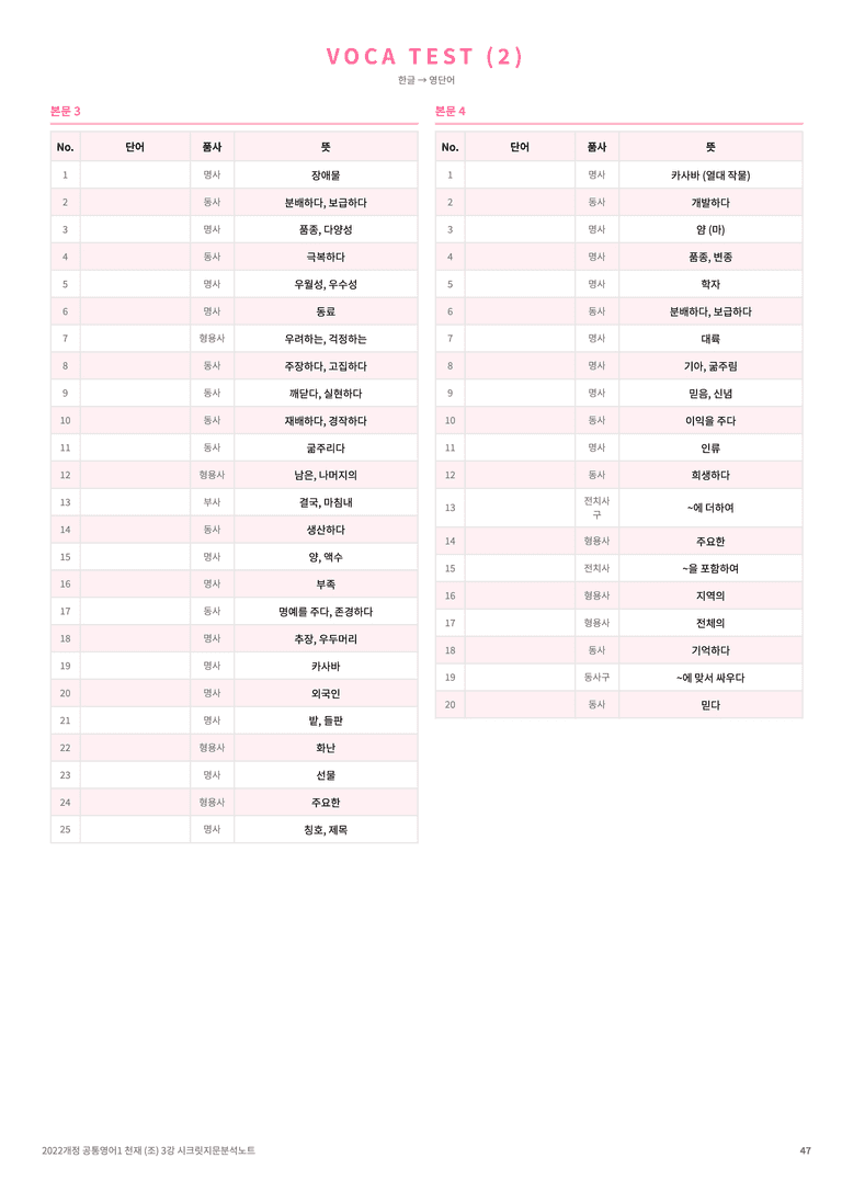 🩷[공통1] 천재(조) 3과 지문분석+단어장+파이널체크🩷 by 대치동 시크릿_preview_47