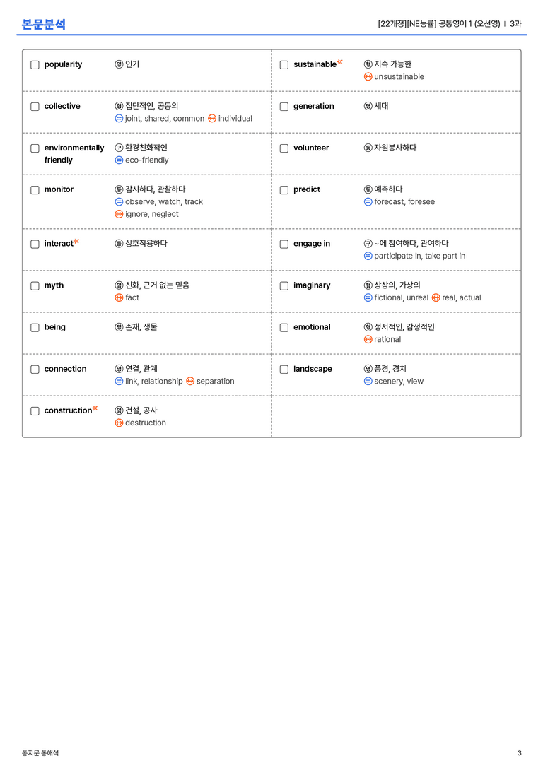 [NE능률] 공통영어 1 (오선영) 3과 본문분석_preview_3