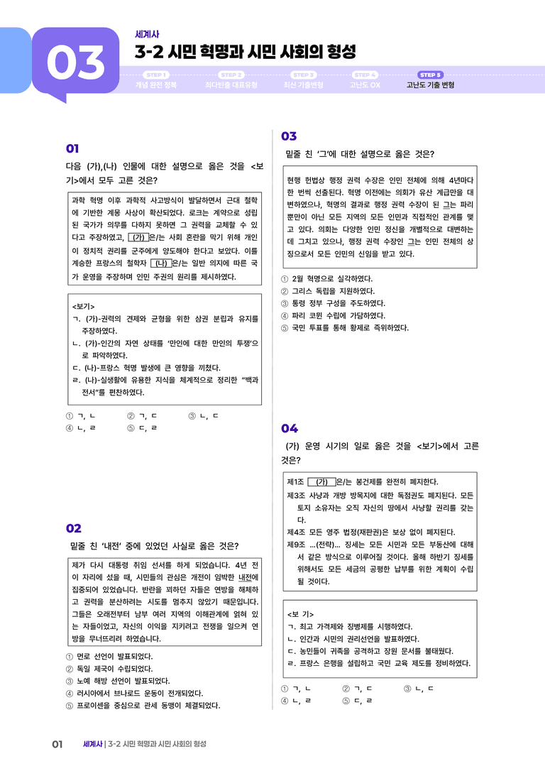 3-2 시민 혁명과 시민 사회의 형성 | STEP5 고난도기출변형  _preview_1