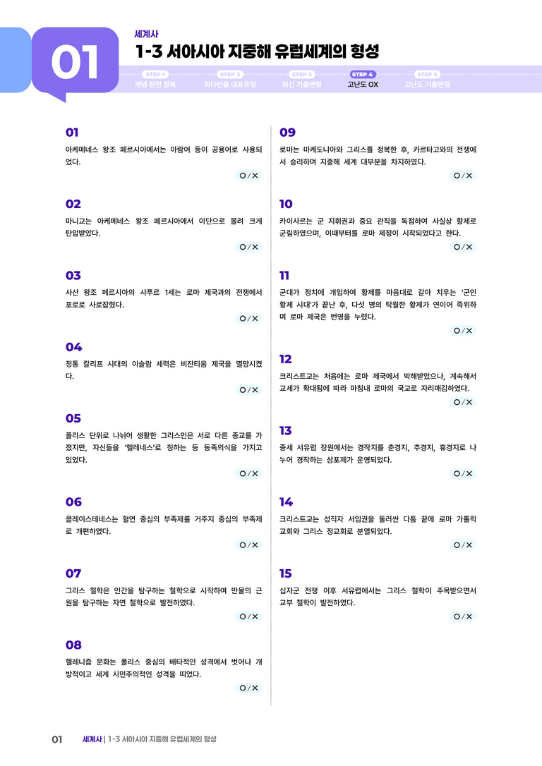 1-3 서아시아 지중해 유럽세계의 형성 | STEP4 고난도OX _preview_1