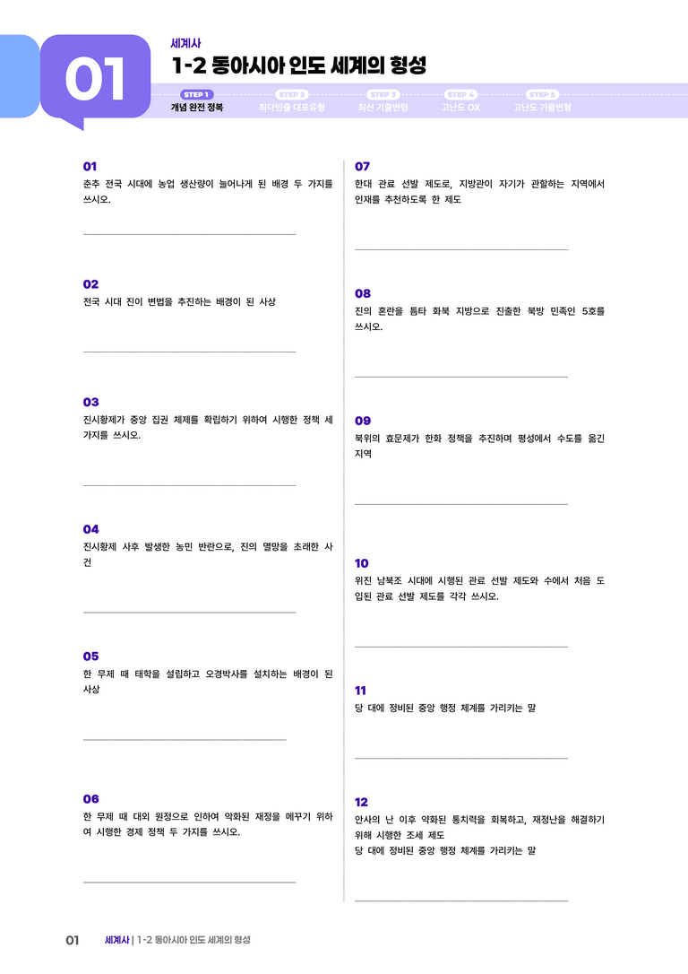 1-2 동아시아 인도 세계의 형성 | STEP1 개념확인문제 _preview_1