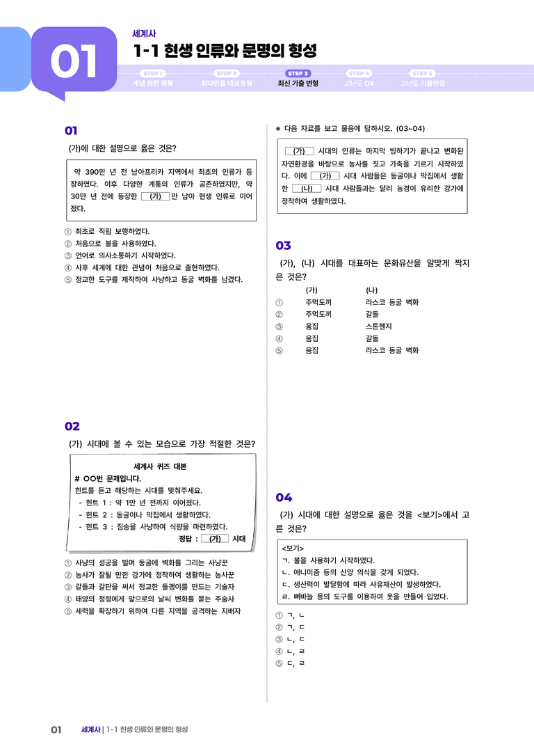 1-1 현생 인류와 문명의 형성 | STEP3 최신기출변형_preview_1