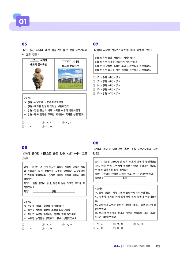 1-1 현생 인류와 문명의 형성 | STEP3 최신기출변형_preview_2