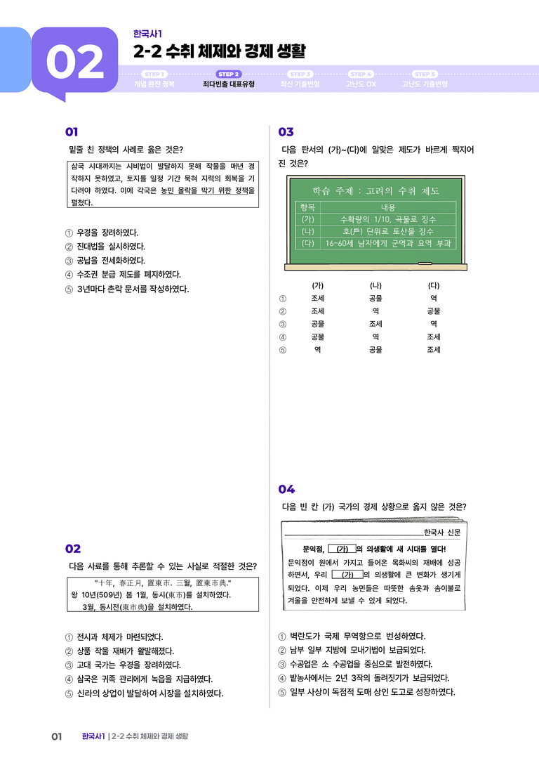 2-2 수취 체제와 경제생활 | STEP2 최다빈출대표유형 _preview_1