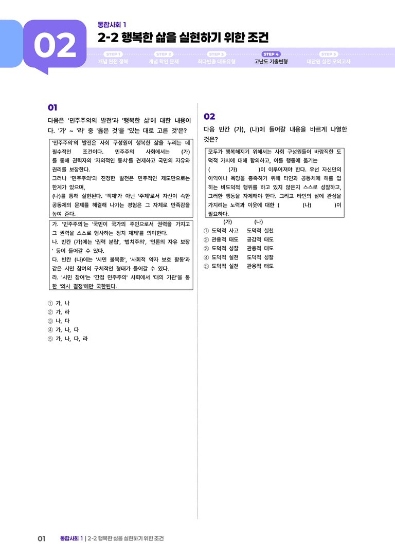 2-2 행복한 삶을 실현하기 위한 조건 | STEP4 고난도기출변형_preview_1