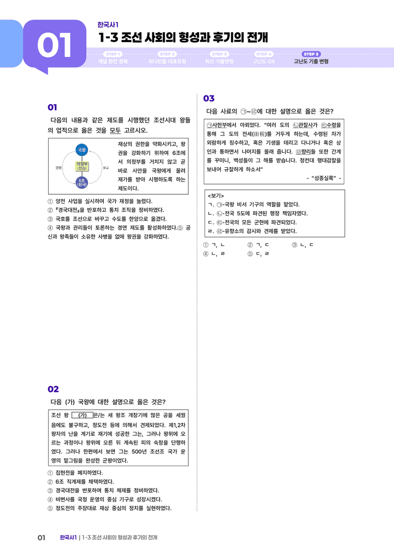 1-3 조선 사회의 형성과 후기의 전개 | STEP5 고난도기출변형 _preview_1