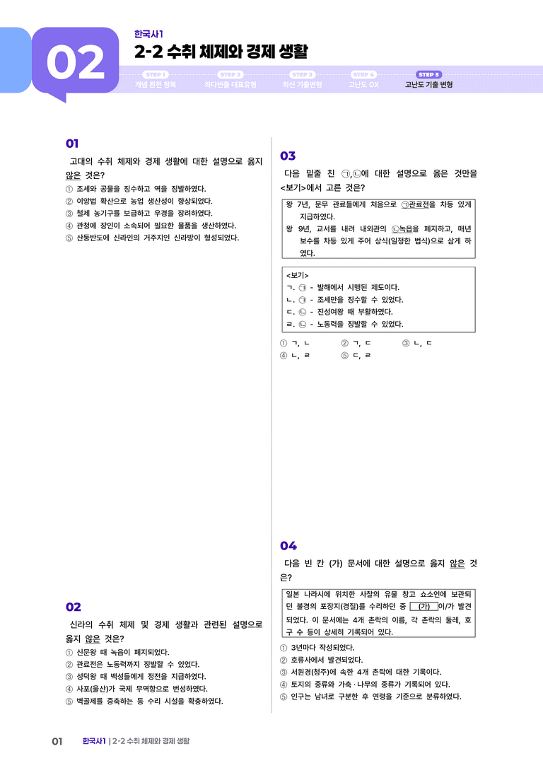 2-2 수취 체제와 경제생활 | STEP5 고난도기출변형  _preview_1