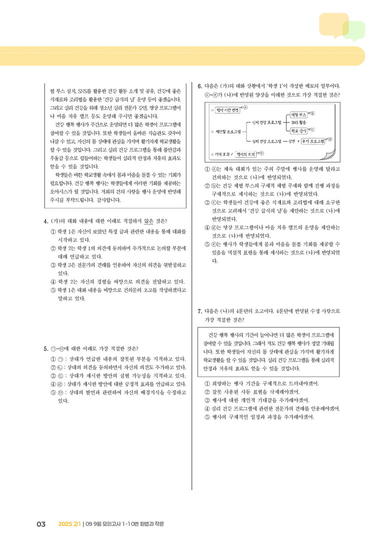 [고1] 2025 모의고사 9월 | 1-10번 화법과 작문_기출 적중 문제_preview_3