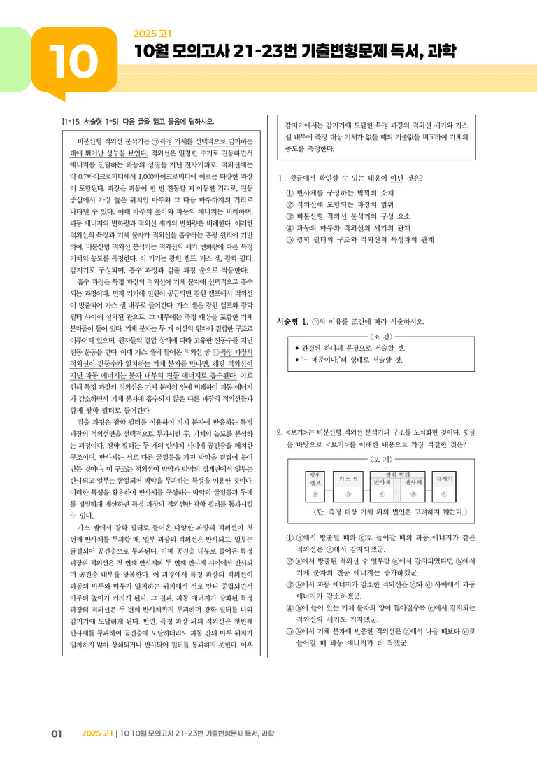 [고1] 2025 모의고사 10월 | 21-23번 (독서, 과학)_기출 적중 문제_preview_1