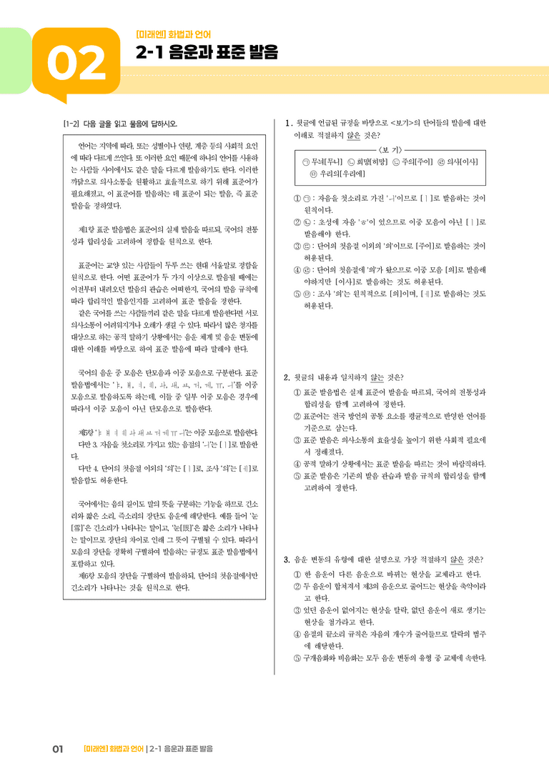 2-1 음운과 표준 발음_기출 적중 문제01_preview_1