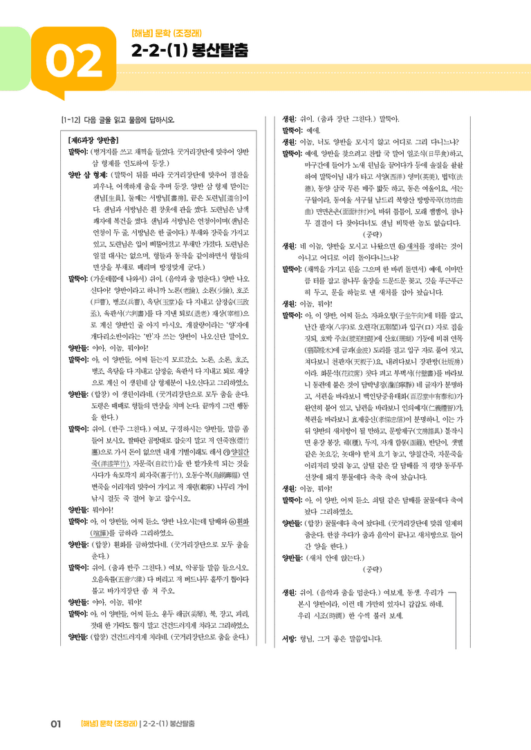2-2 문학의 감상과 비평_봉산탈춤_기출 적중 문제01_preview_1