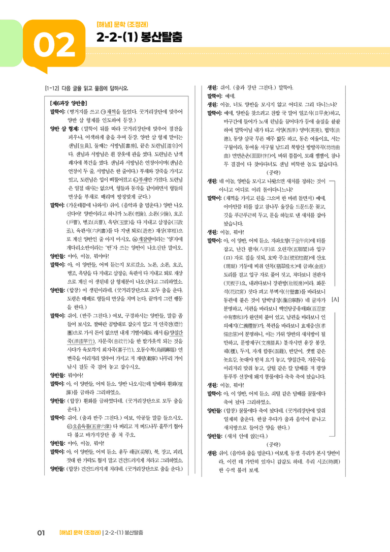2-2 문학의 감상과 비평_봉산탈춤_기출 적중 문제02_preview_1