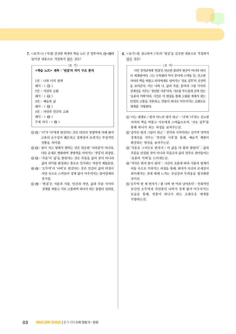 2-1 문학의 갈래와 맥락_수묵 정원 9 - 번짐_기출 적중 문제01_preview_3