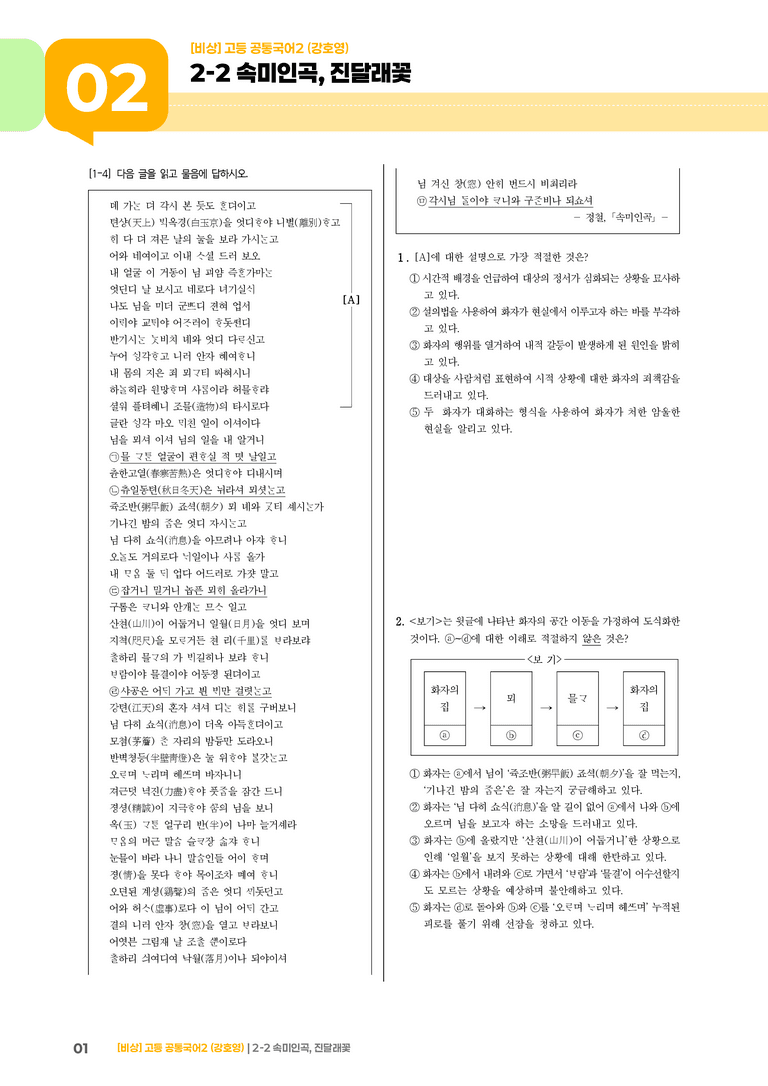 2-2 속미인곡, 진달래꽃_기출 적중 문제_preview_1