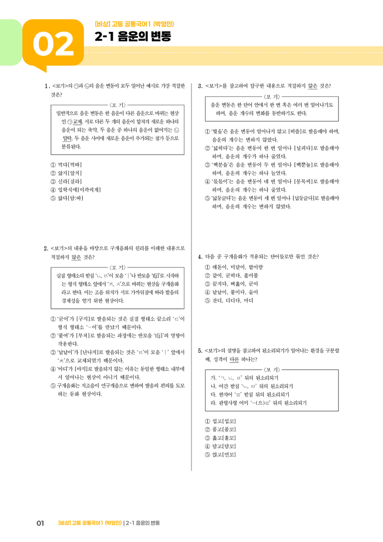 2-1 음운의 변동_최신 기출 변형01_preview_1