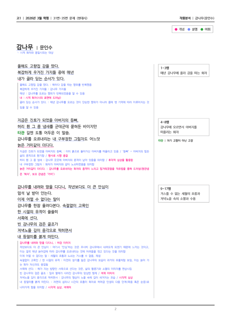 [고1] 2026 모의고사 3월 | 31-35번 (현대시)_작품분석_preview_2