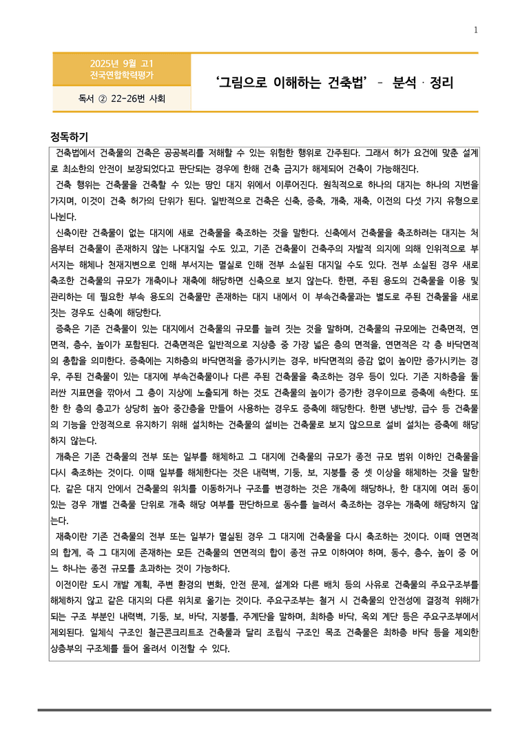 [고1] 2025 모의고사 9월 | 22-26번 (독서, 사회)_작품분석_preview_1