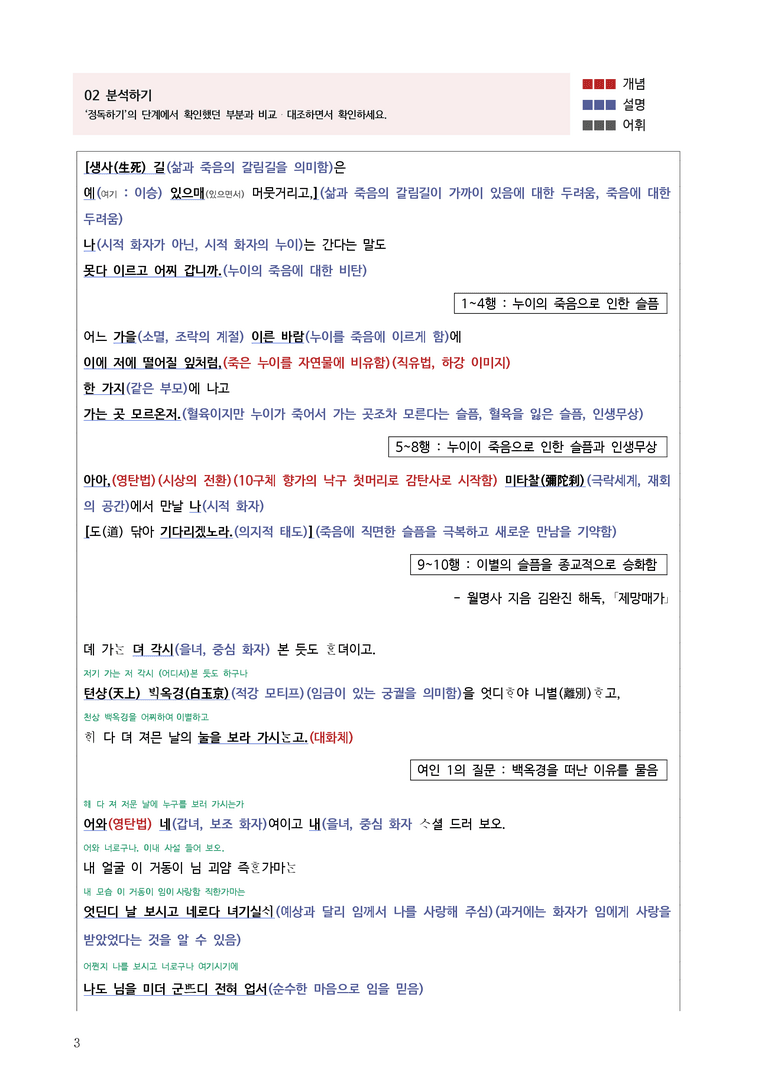1-1 옛 노래 감상하기_제망매가, 속미인곡_작품분석_preview_3