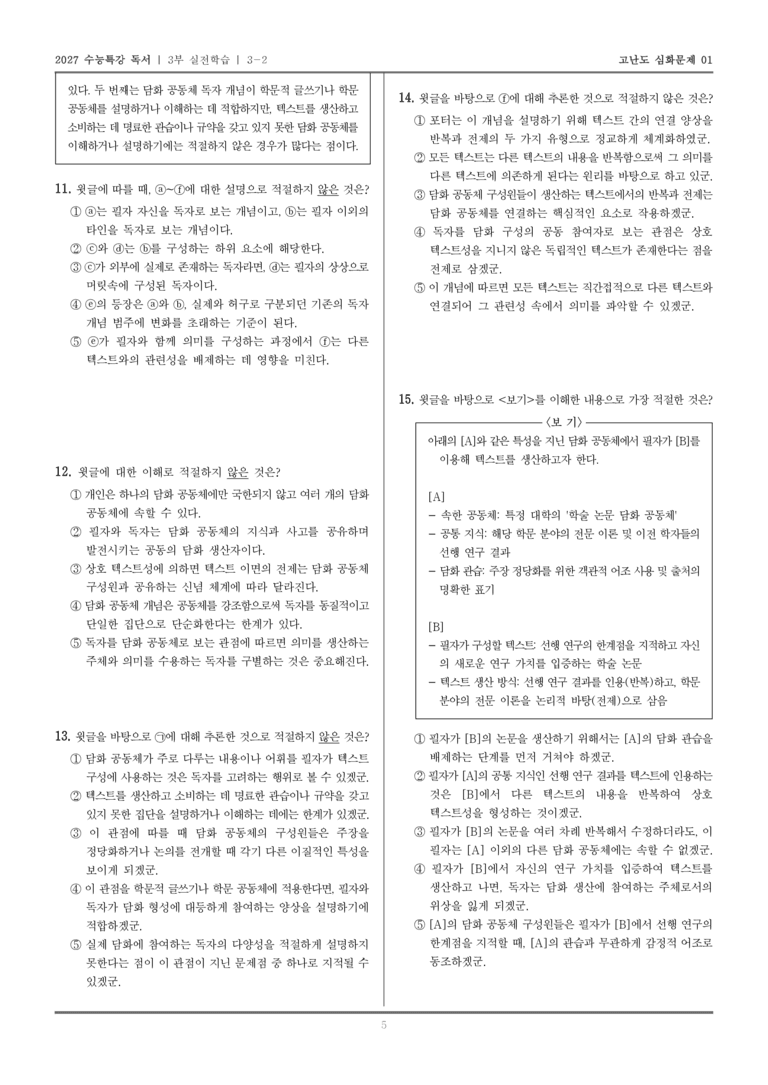 [2027 수능특강 독서] 실전학습 05 담화 공동체 독자_고난도심화문제01_preview_5
