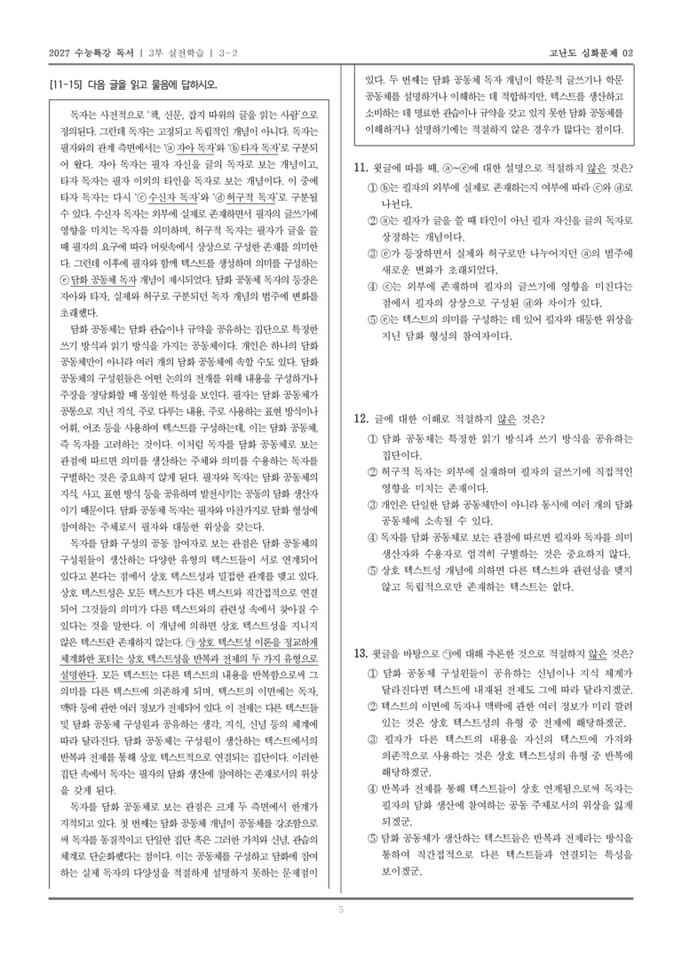 [2027 수능특강 독서] 실전학습 05 담화 공동체 독자_고난도심화문제02_preview_5