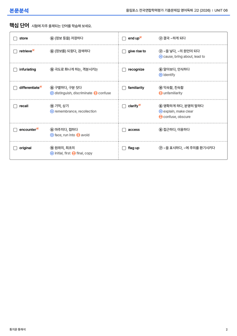 올림포스 전국연합학력평가 기출문제집 영어독해 고2 (2026) UNIT 06 본문분석_preview_2