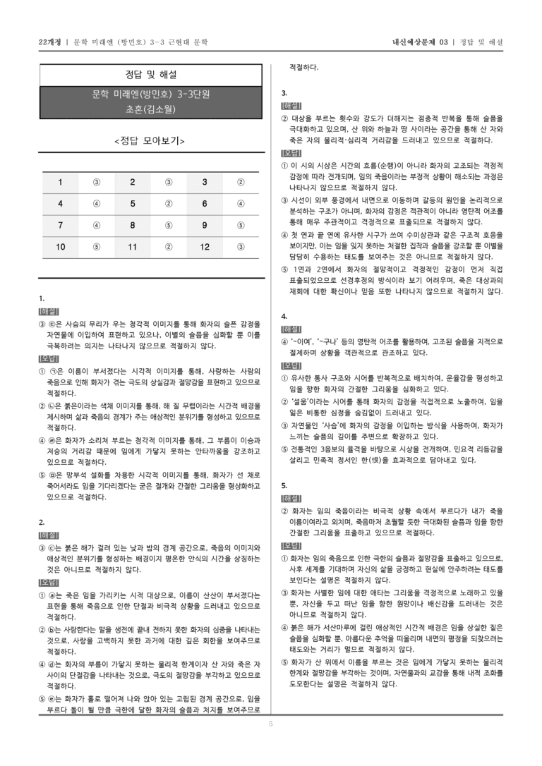 [22개정] 문학 미래엔(방) 3-3-(1) 초혼_내신예상문제03_preview_5