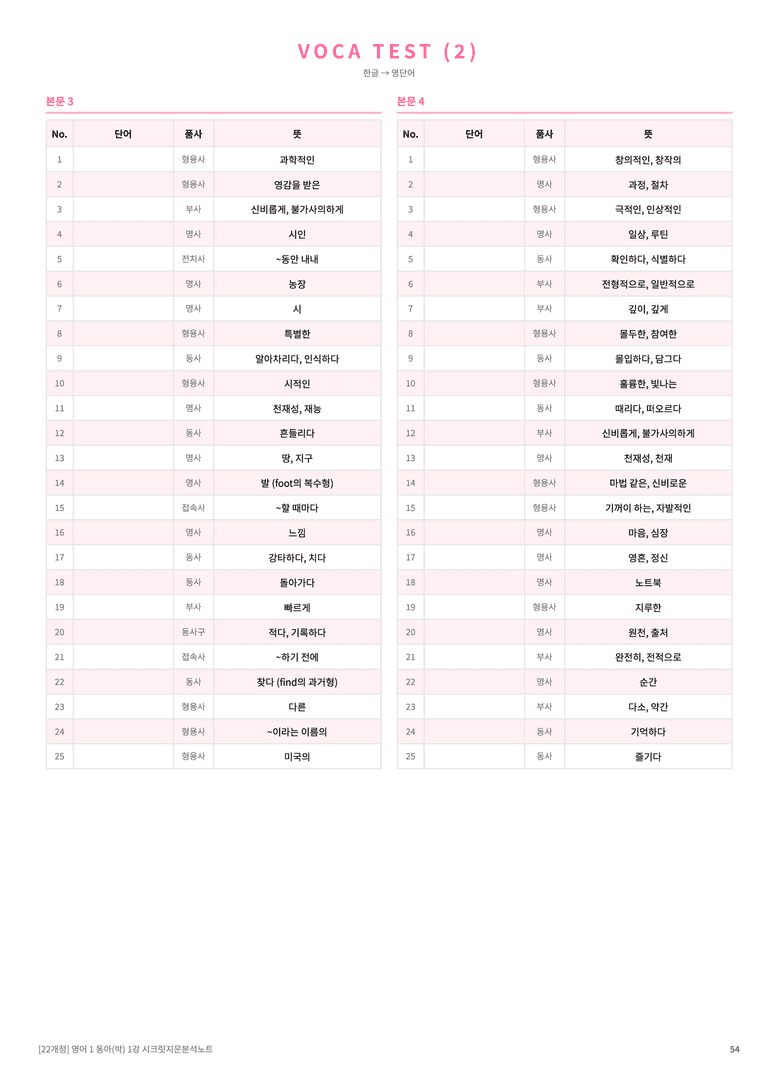 🩷[영어1] 동아(박) 1과 지문분석+단어장+파이널체크🩷 by 대치동 시크릿_preview_54