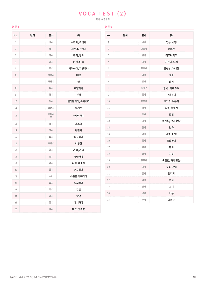 🩷[영어1] 동아(박) 2과 지문분석+단어장+파이널체크🩷 by 대치동 시크릿_preview_48