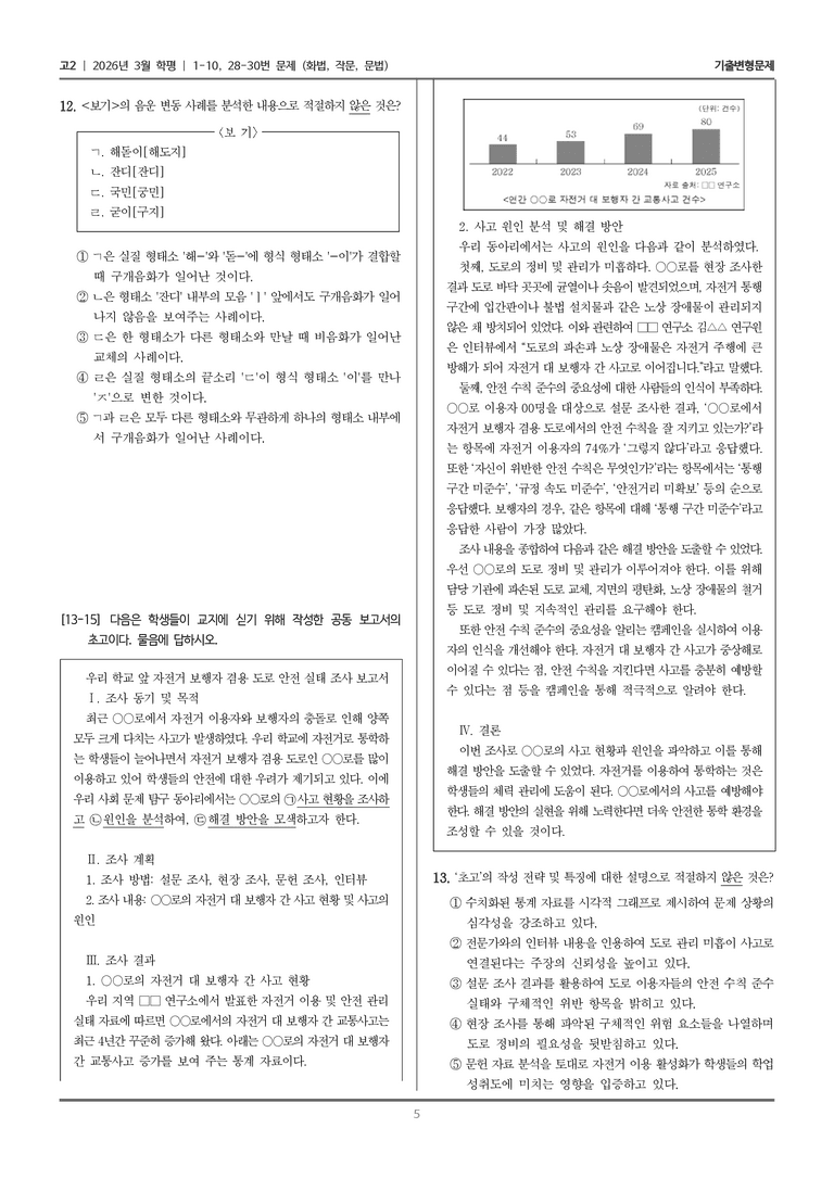 [고2] 2026년 3월 학평 1-10, 28-30번 (화법, 작문, 문법)_기출변형문제_preview_5