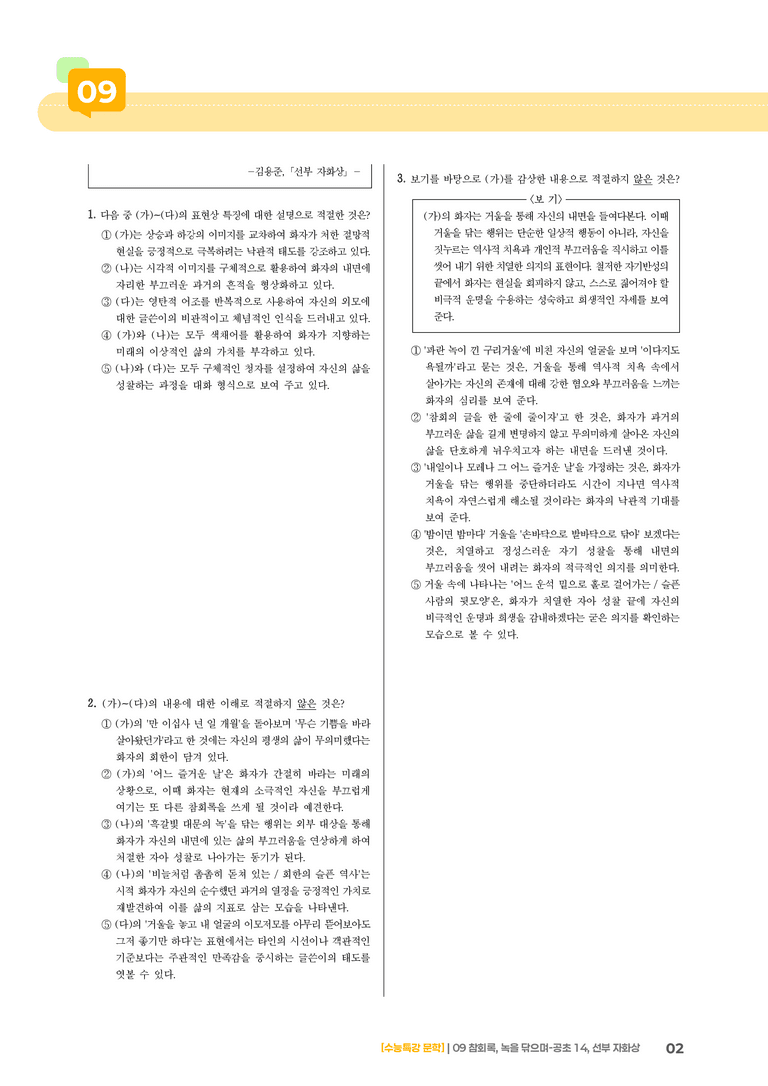 09 참회록, 녹을 닦으며-공초 14, 선부 자화상_고난도 심화문제02_preview_2