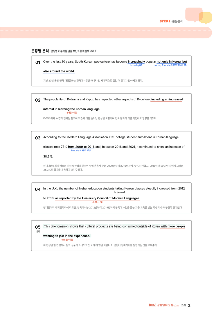 [비상] 공통영어 2 (홍민표) 2과 | STEP1 본문분석_preview_2