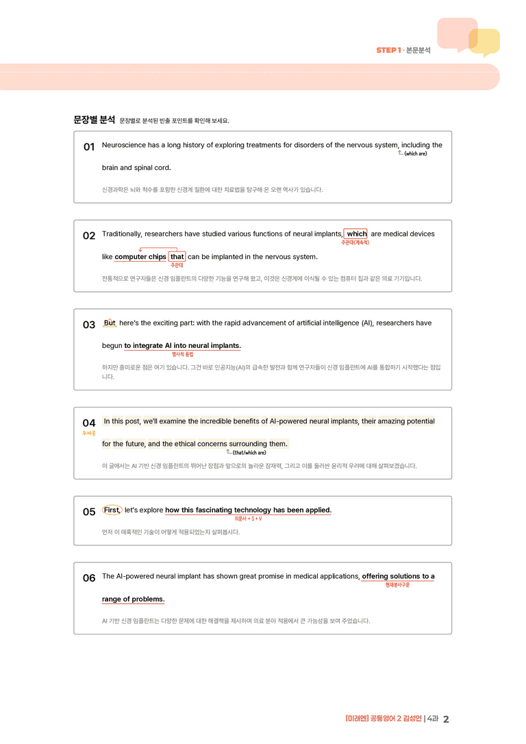 [미래엔] 공통영어 2 (김성연) 4과 | STEP1 본문분석_preview_2