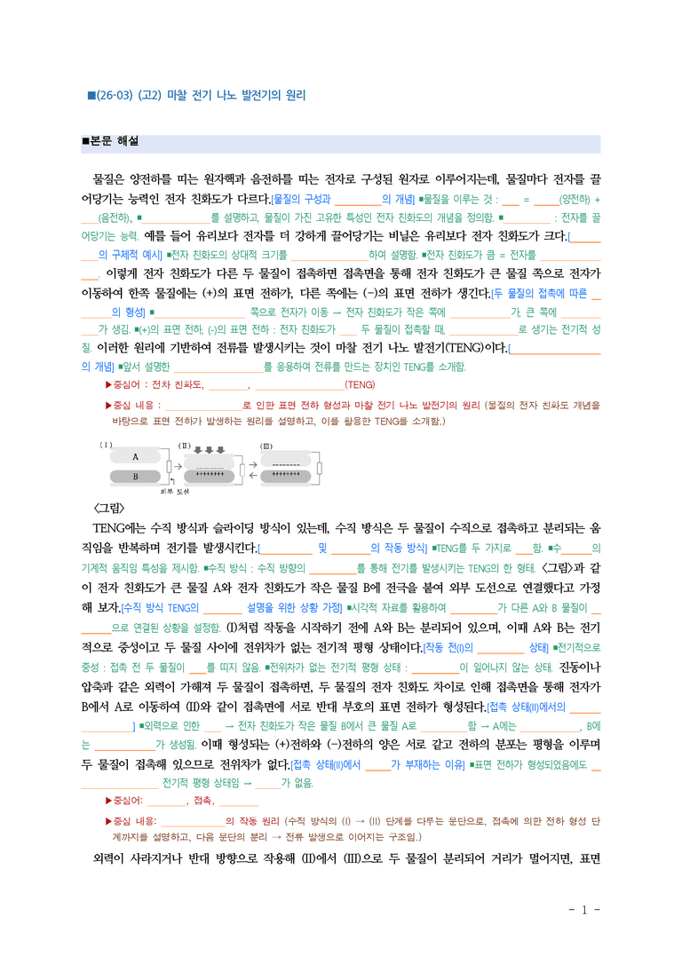 (26-03) (고2) (기술) 마찰 전기 나노 발전기의 원리 (지문 해설) (7쪽)_preview_1