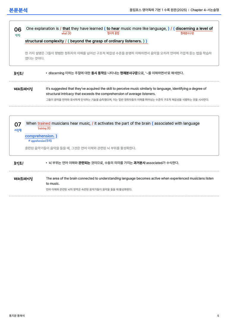 올림포스 영어독해 기본 1 수록 원문(2025) Chapter 4-서논술형 본문분석_preview_5