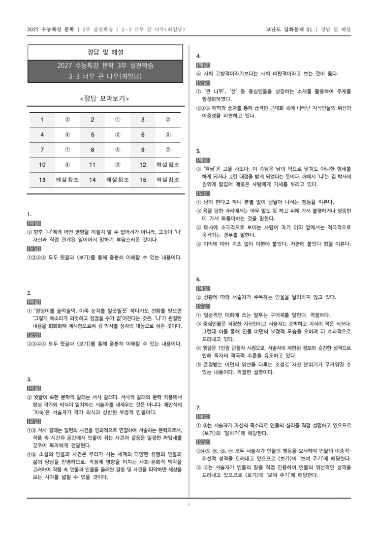 [2027 수능특강 문학] 실전학습 03 너무 큰 나무_고난도 심화문제01_preview_5